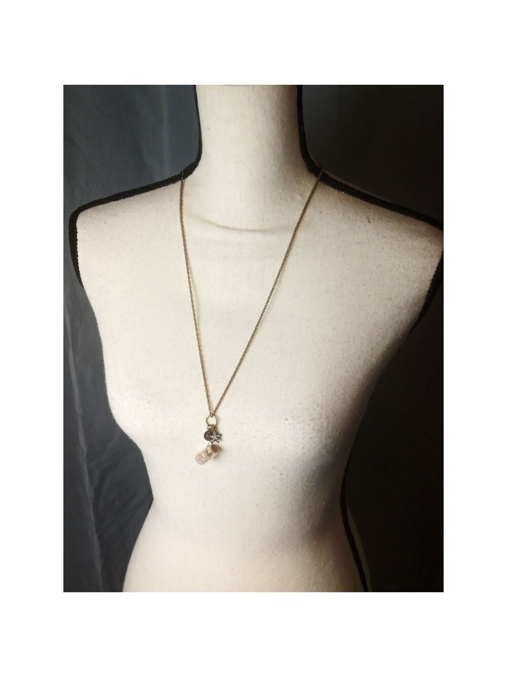 Bronze Colored Necklace with Three Pendents